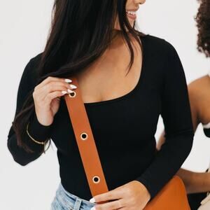 Evelynn Eyelet Vegan Leather Strap Brown